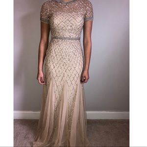 Champagne colored Adrianna Papell gown
